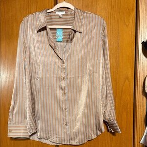 Maurices Brown and White Striped Shirt